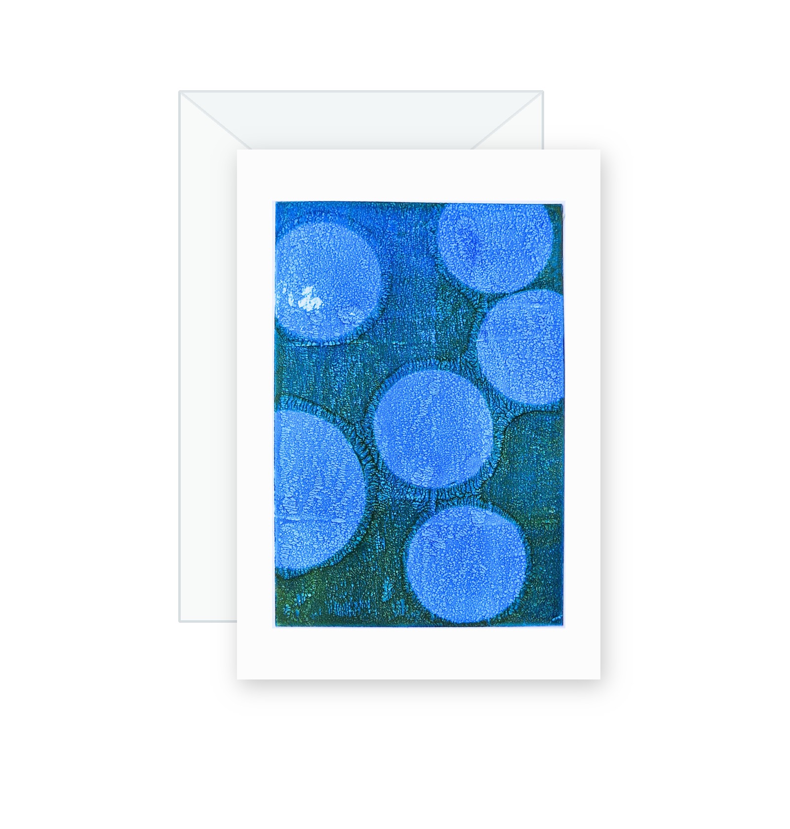 Indigo Moons handmade greeting card, original watercolor and acrylic painting on card paper
