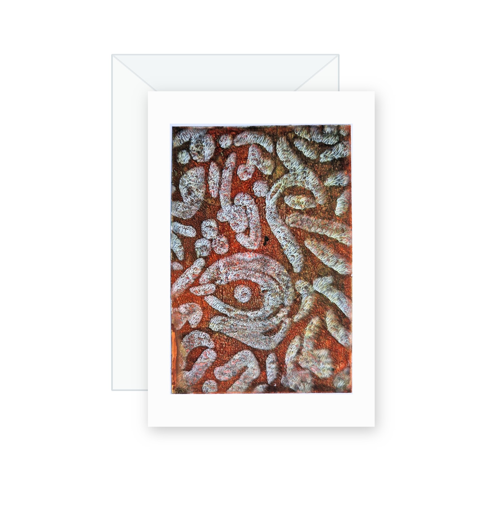 Terracotta Bloom handmade greeting card, original watercolor and acrylic painting on card paper
