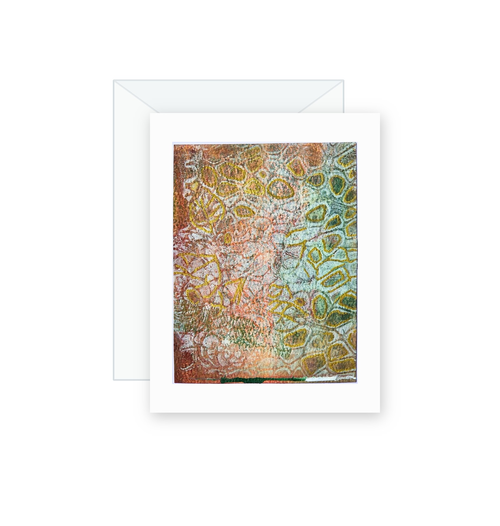 Coral Reef handmade greeting card, original watercolor and acrylic painting on card paper
