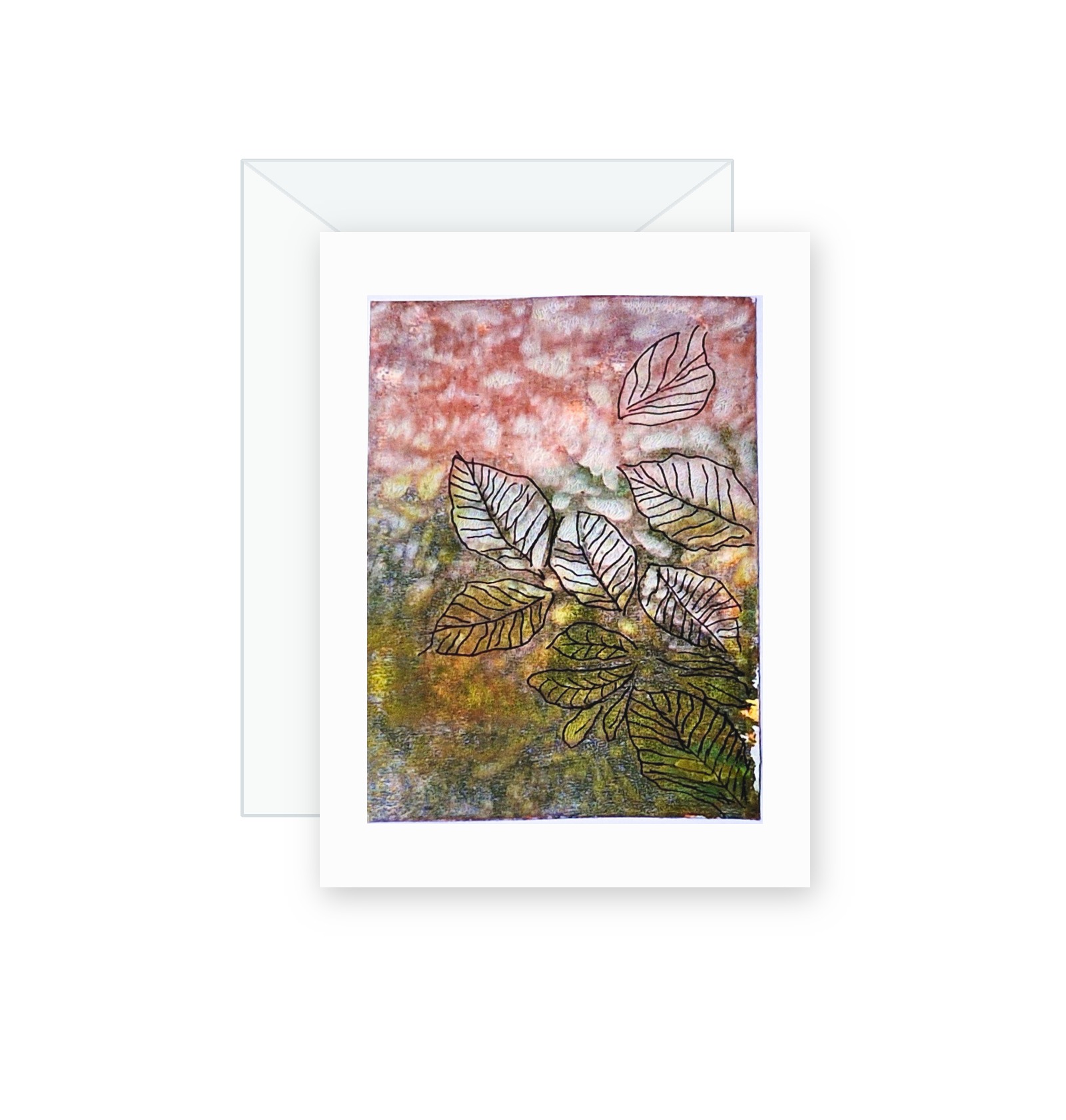 Forest Bloom handmade greeting card, original watercolor and acrylic painting on card paper